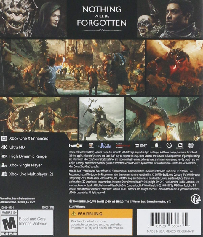 Middle-Earth: Shadow Of War - Xbox One*
